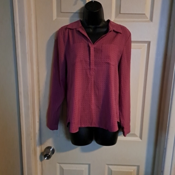 Loft polka Dot Blouse half button size MP - Picture 1 of 10